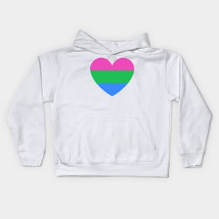 Polysexual Pride Flag Heart Kids Hoodie